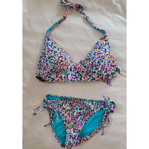 Victoria’s Secret Blue Confetti Pattern Bikini 2pcs Set, Women’s Top S/Bottom M - Picture 1 of 7